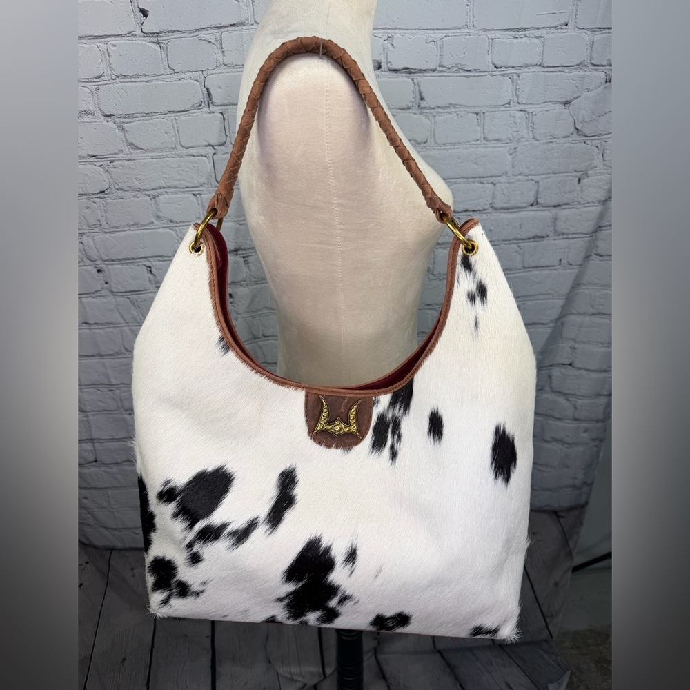 Myra Bag White and Brown Spotted Cowhide Hobo, Never Used All Tags Included. - Picture 3 of 7